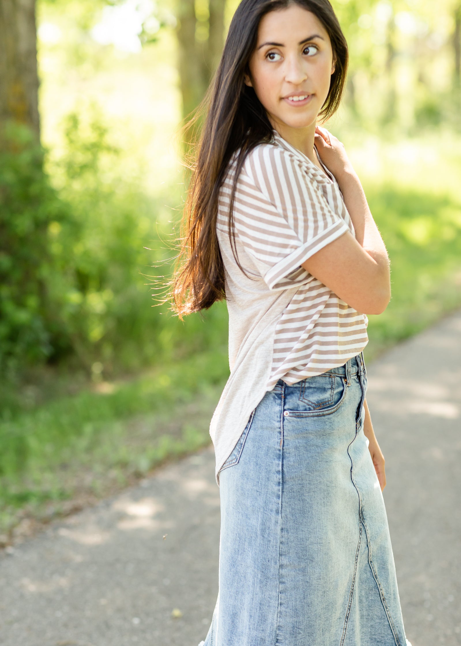 Jersey Knit Striped Mix Top - FINAL SALE Tops