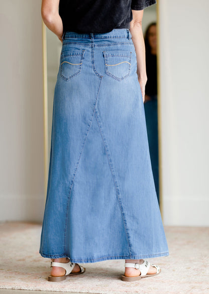 Kathryn A-Line Long Denim Jean Skirt Inherit Co.