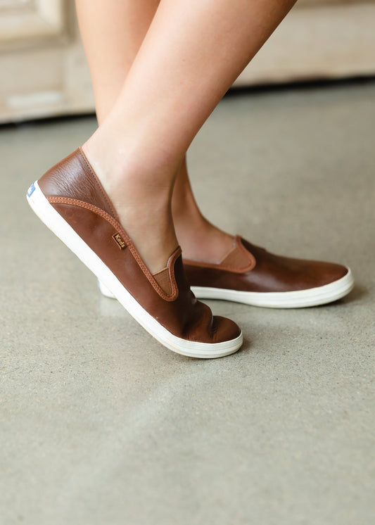 Keds Crashback Cognac Leather Slip on Shoes Shoes