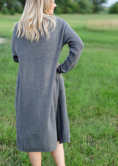 Knit Charcoal Long Cardigan - FINAL SALE Layering Essentials