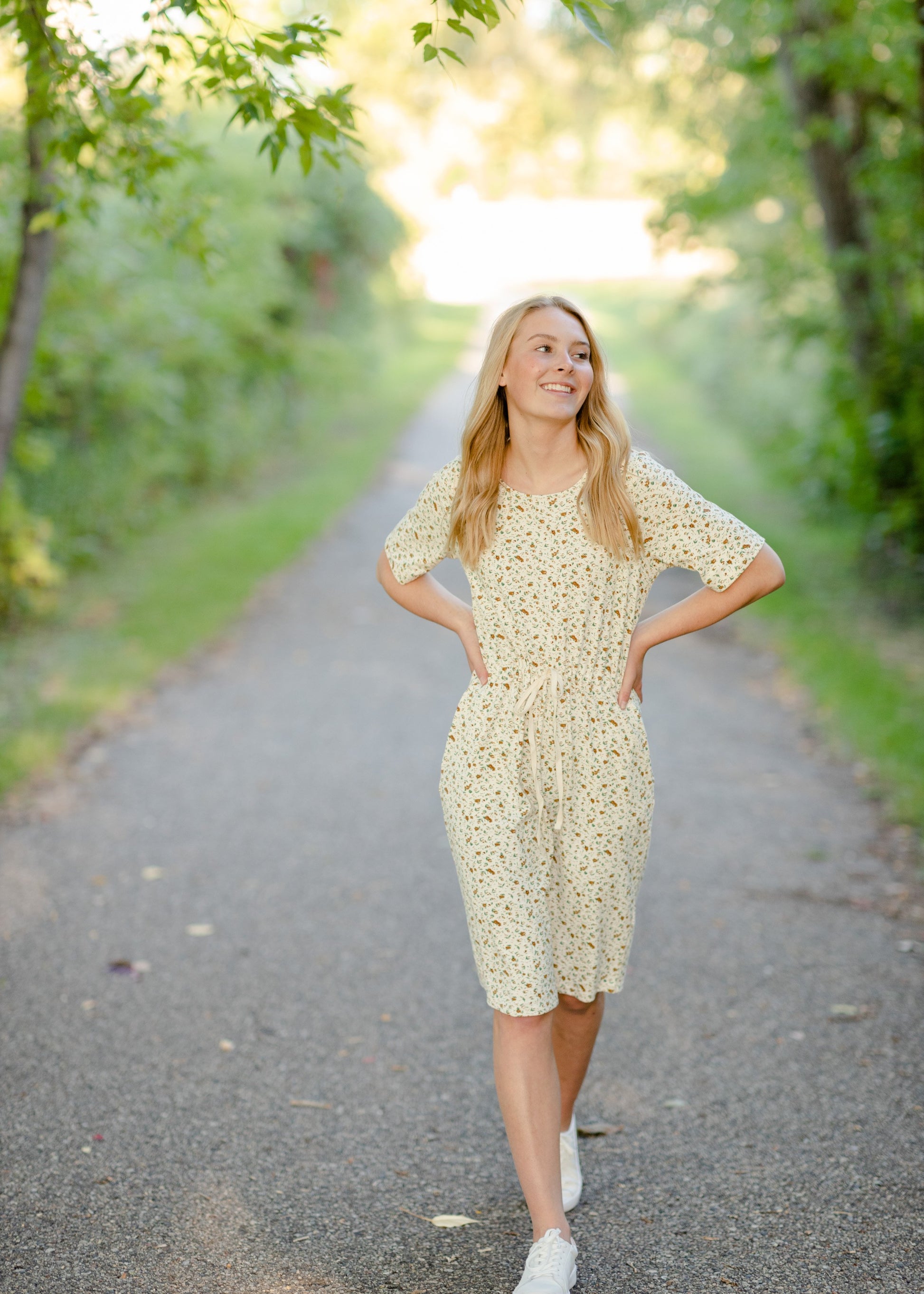 Knit Floral Drawstring Midi Dress Dresses Polagram + BaeVely