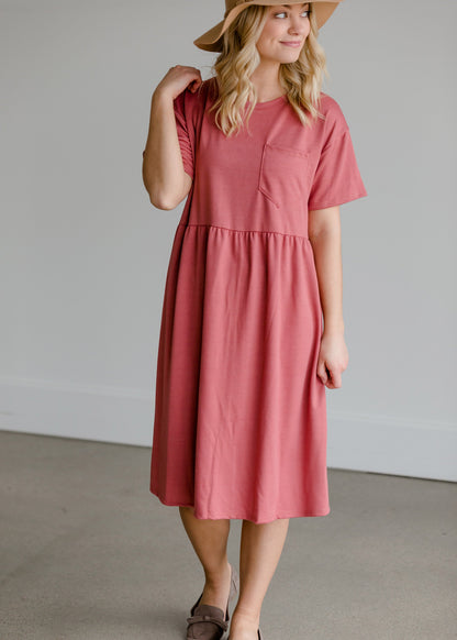 Knit Patch Pocket Midi Dress - FINAL SALE Dresses