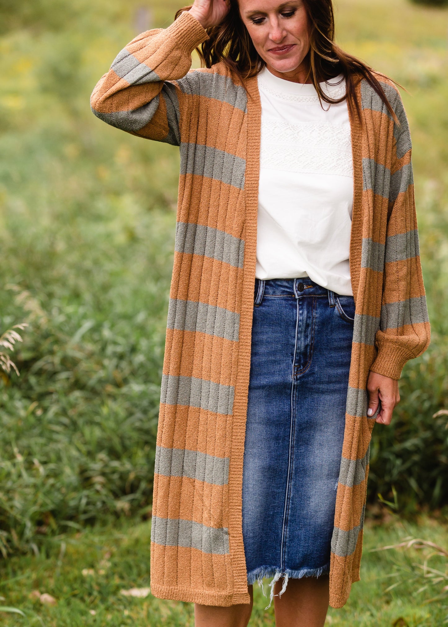 Knit Striped Duster Cardigan - FINAL SALE Tops