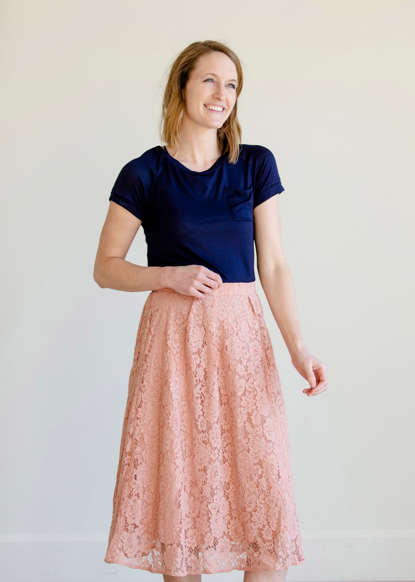 Lace Stretch Waist Midi Skirt - FINAL SALE Skirts