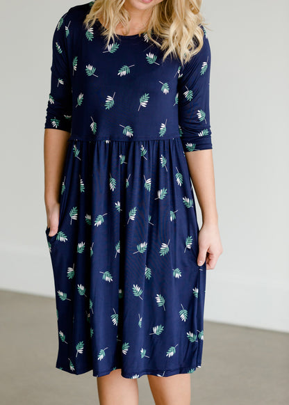 Leaf Printed Midi Dress - FINAL SALE Dresses