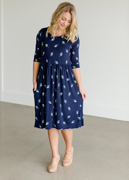 Leaf Printed Midi Dress - FINAL SALE Dresses