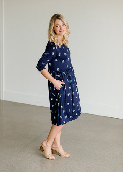 Leaf Printed Midi Dress - FINAL SALE Dresses