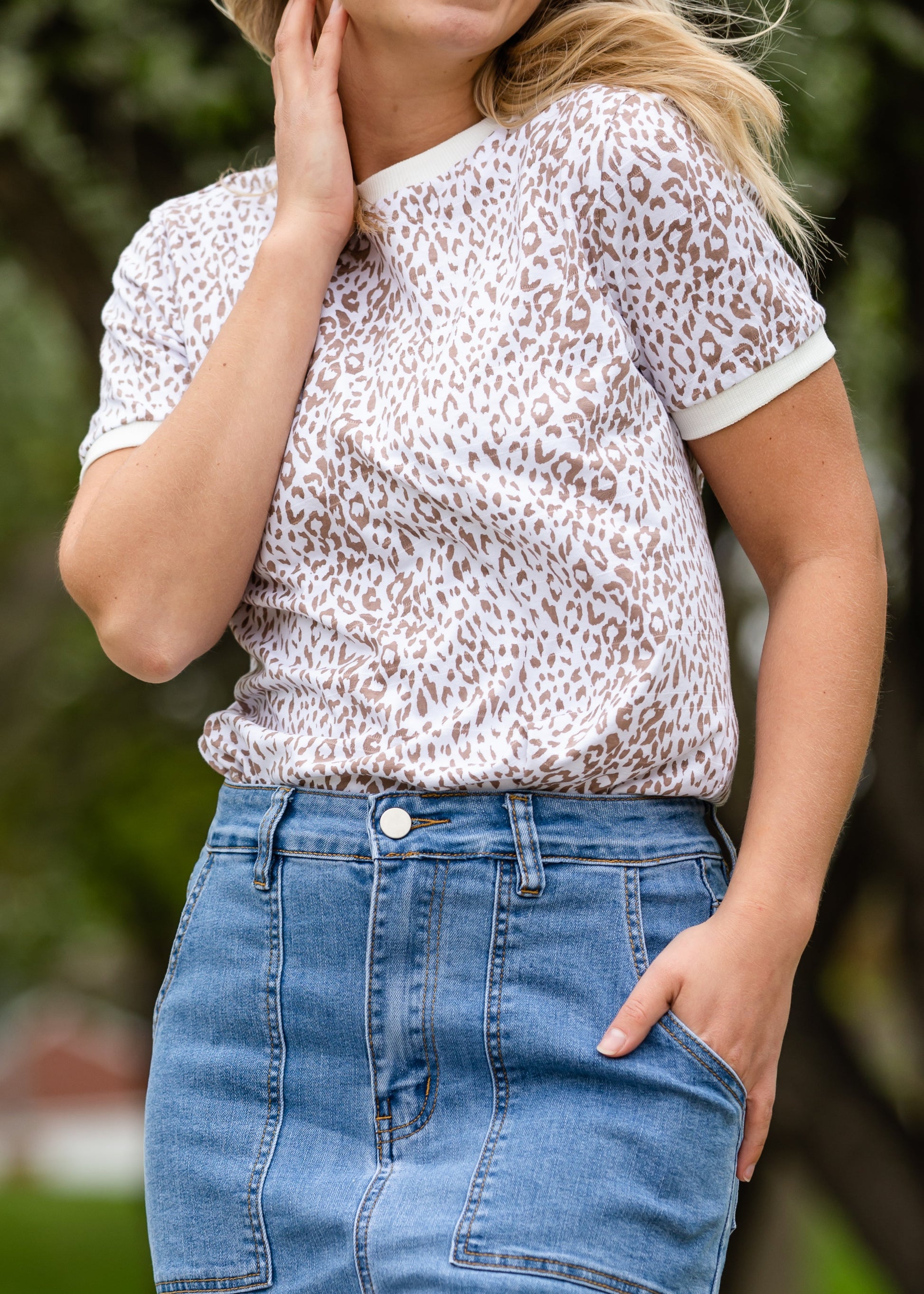 Leopard Print Crew Neck Tee - FINAL SALE Tops