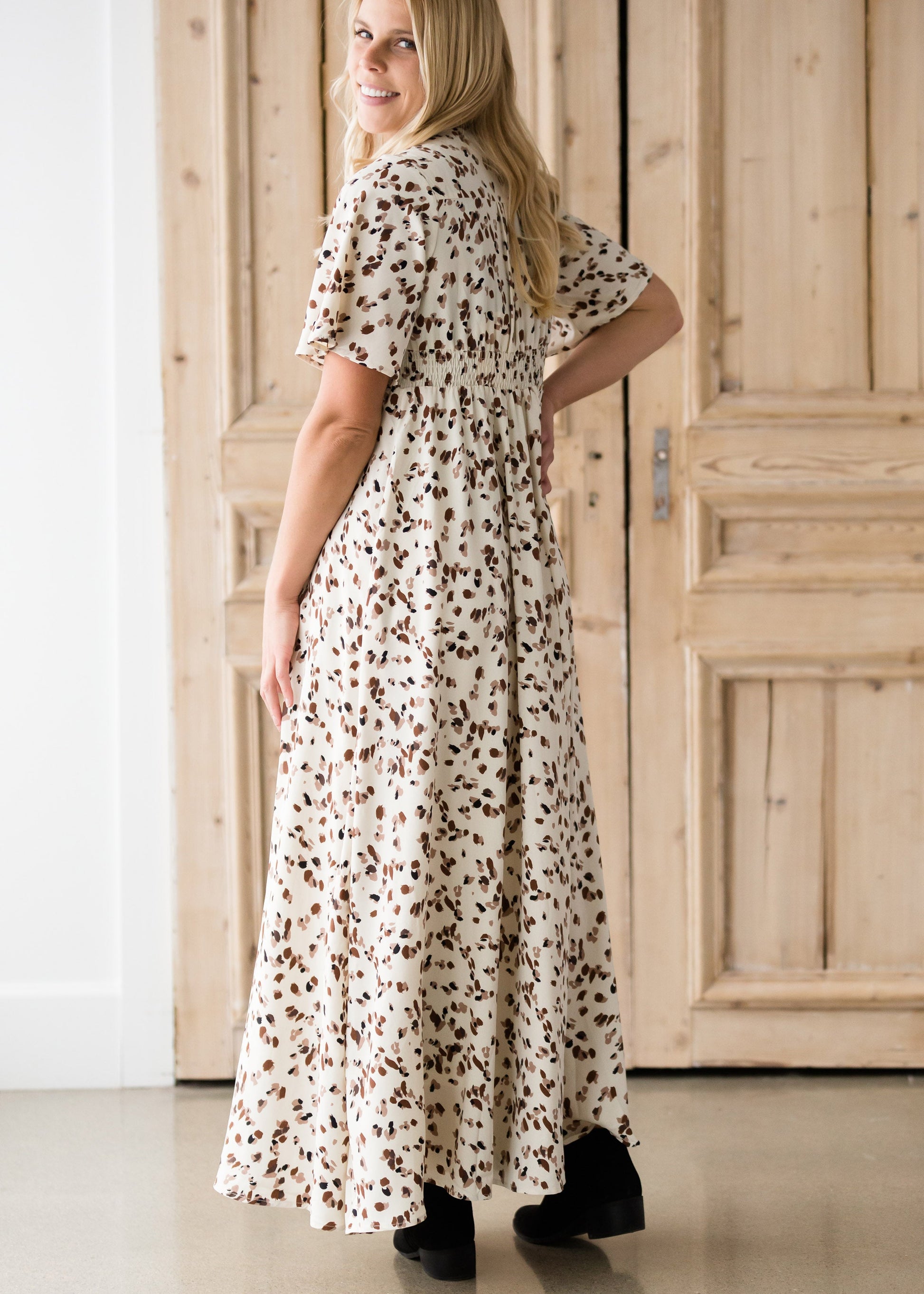 Leopard Print Smocked Maxi Dress-FINAL SALE Dresses