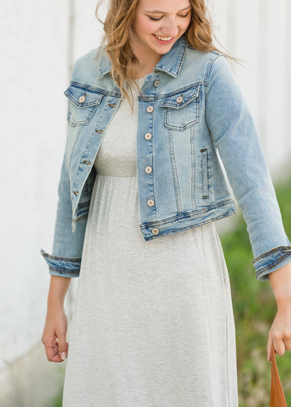 Light Denim Button Crop Jean Jacket - FINAL SALE Layering Essentials