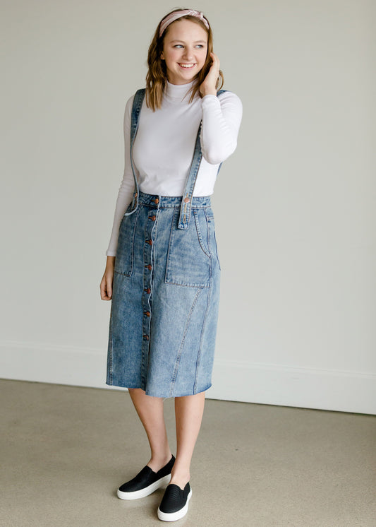 Light Denim Pinafore Skirt Skirts