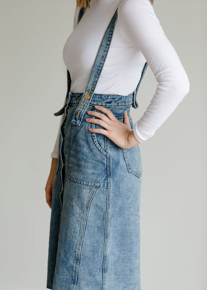 Light Denim Pinafore Skirt Skirts