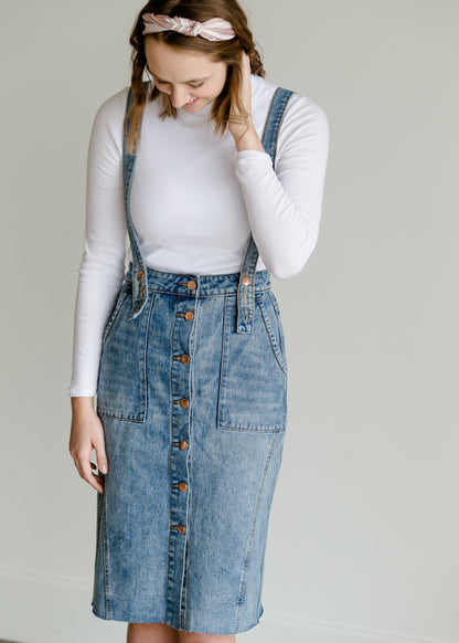 Light Denim Pinafore Skirt Skirts