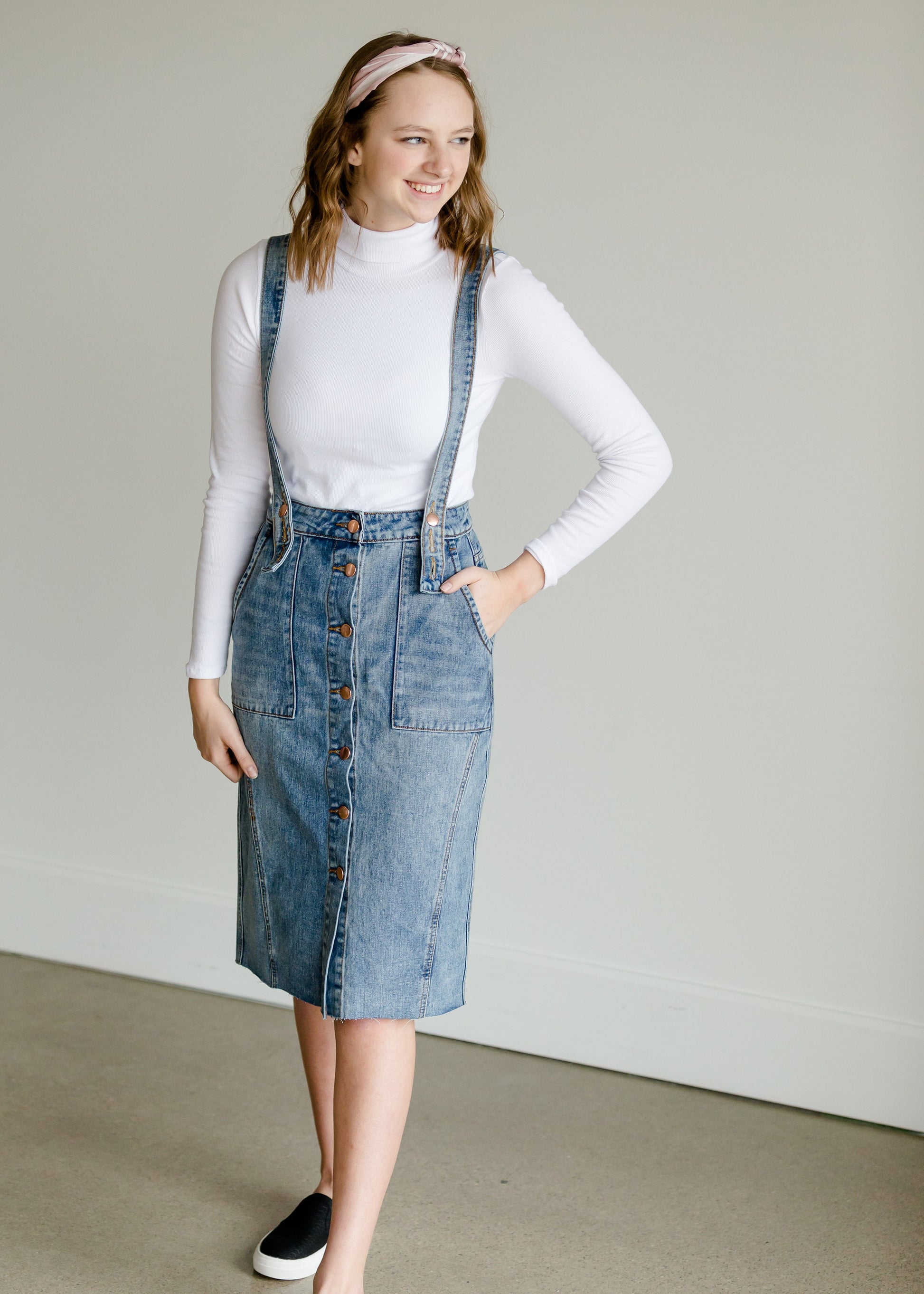 Light Denim Pinafore Skirt Skirts