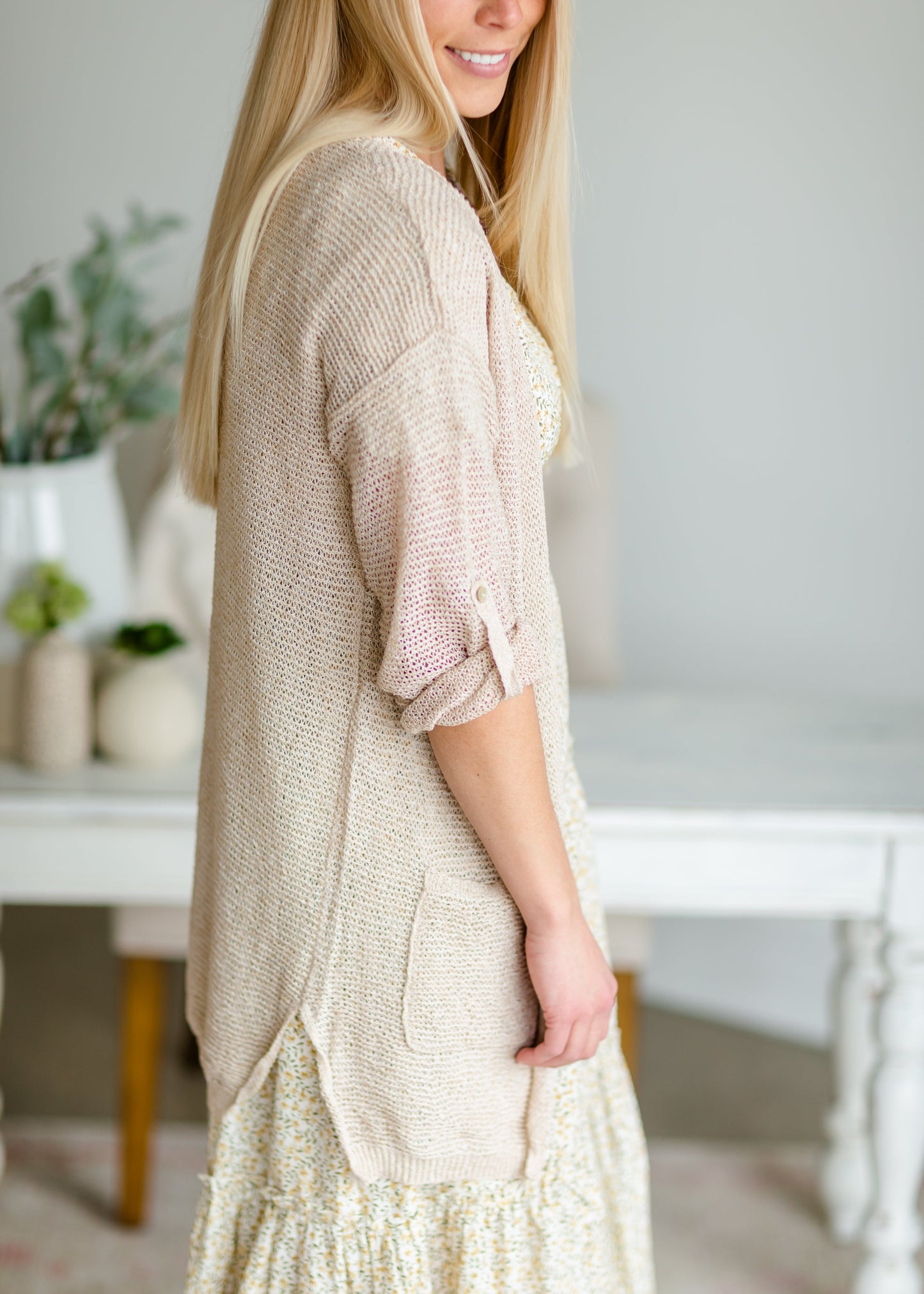 Light Weight Taupe Cardigan Tops