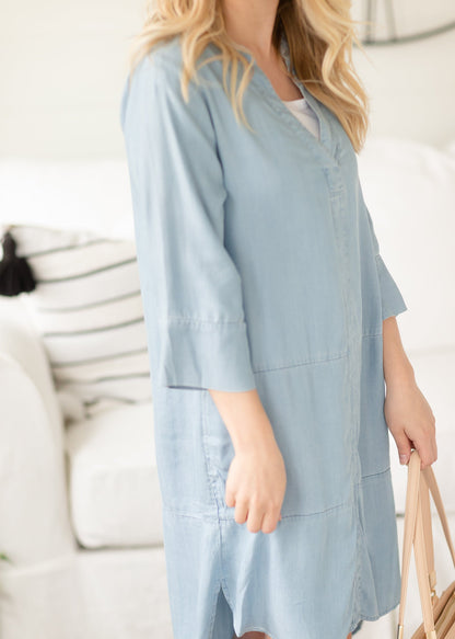 Lightwash Chambray Hi-Lo Midi Dress - FINAL SALE Dresses