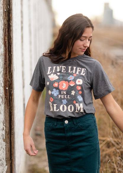 Live Life in Full Bloom Floral Graphic Tee Tops Polagram + BaeVely