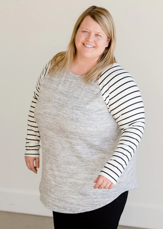 Long Sleeve Gray Top - FINAL SALE Tops