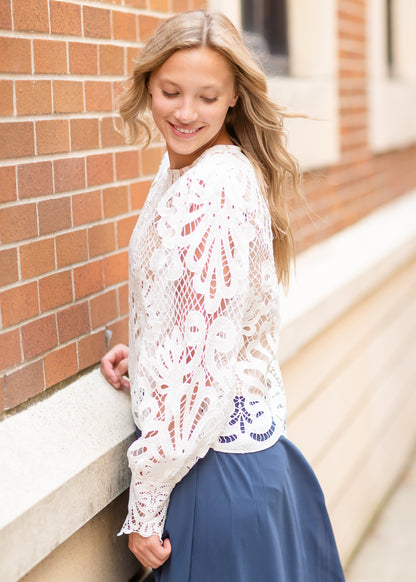 Long Sleeve Lace Top Tops