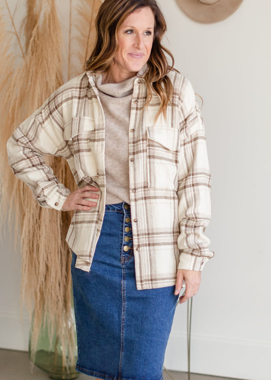 Long Sleeve Plaid Flannel Top Tops By Together