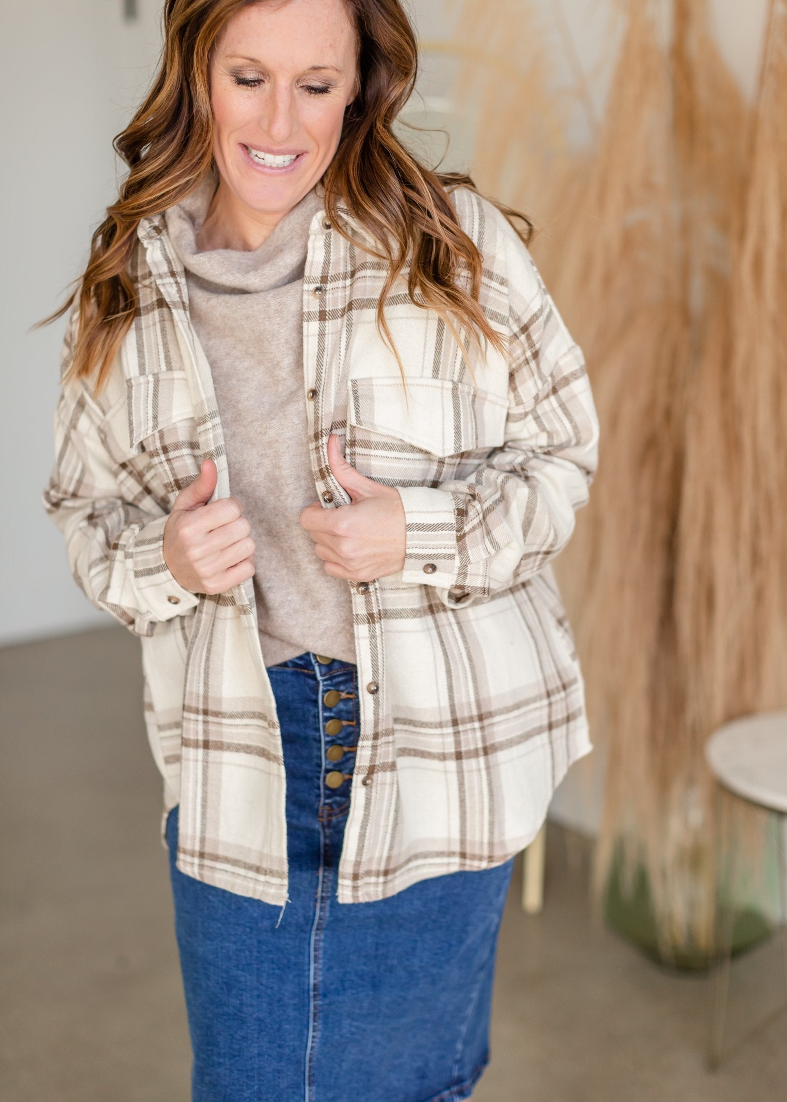 Long Sleeve Plaid Flannel Top Tops By Together