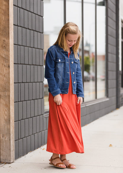 Long Sleeve Rust Maxi Dress Dresses