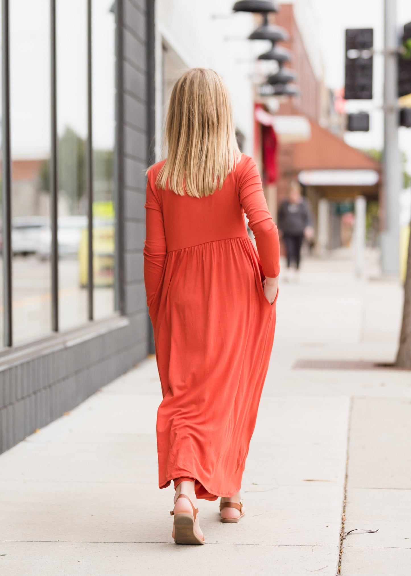 Long Sleeve Rust Maxi Dress Dresses