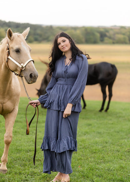 Long Sleeve Smocked Waist Tiered Maxi Dress Dresses Inherit