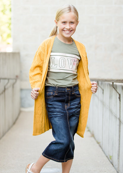 girls olive LOVE gold foil graphic tee