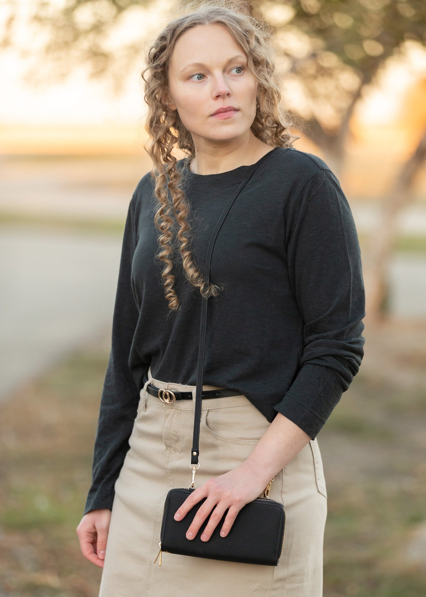 Lupita Black Brushed Long Sleeve Top Tops