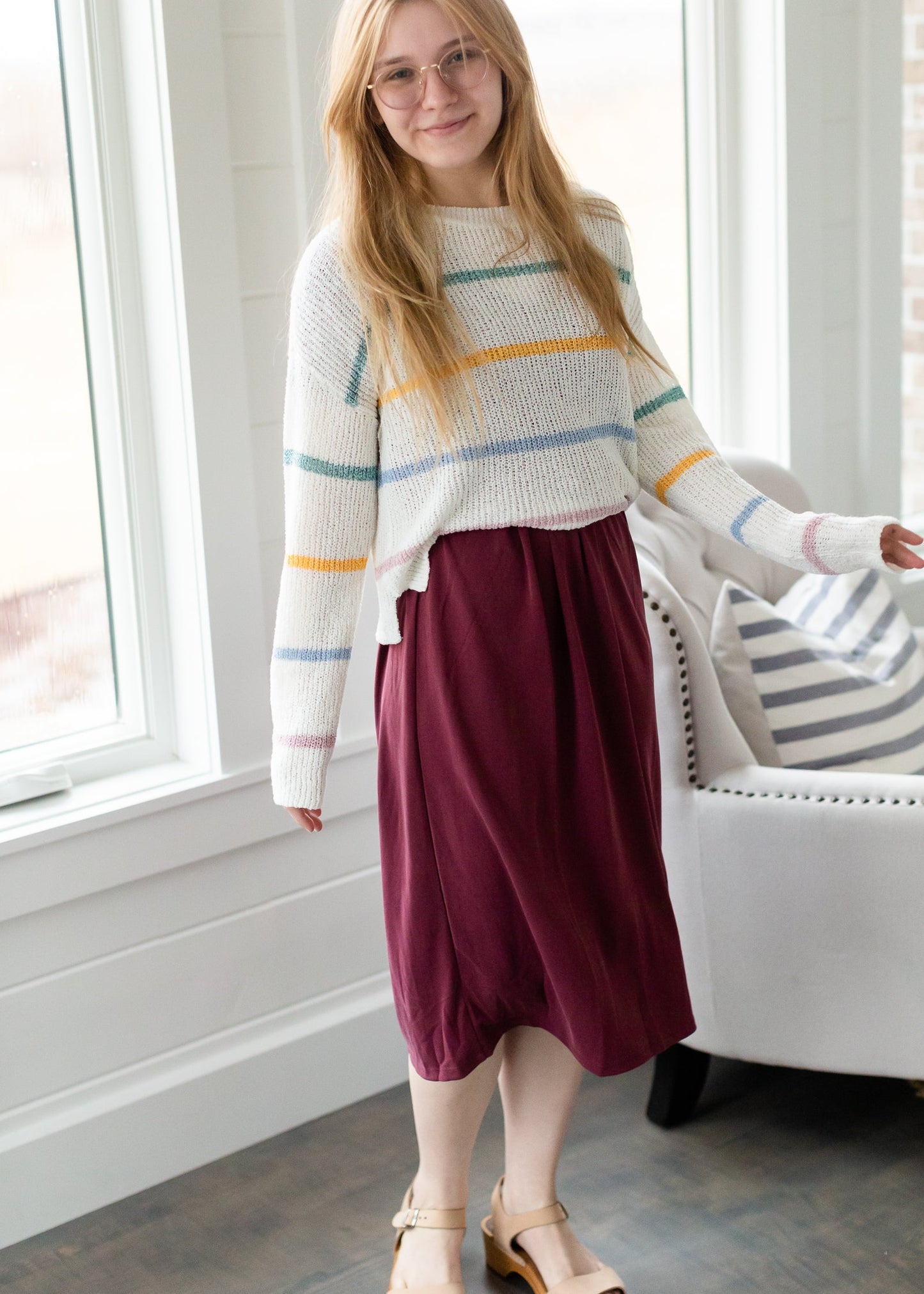 Macaron Striped Knit Sweater - FINAL SALE Tops