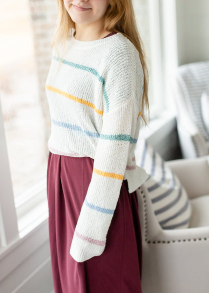 Macaron Striped Knit Sweater - FINAL SALE Tops