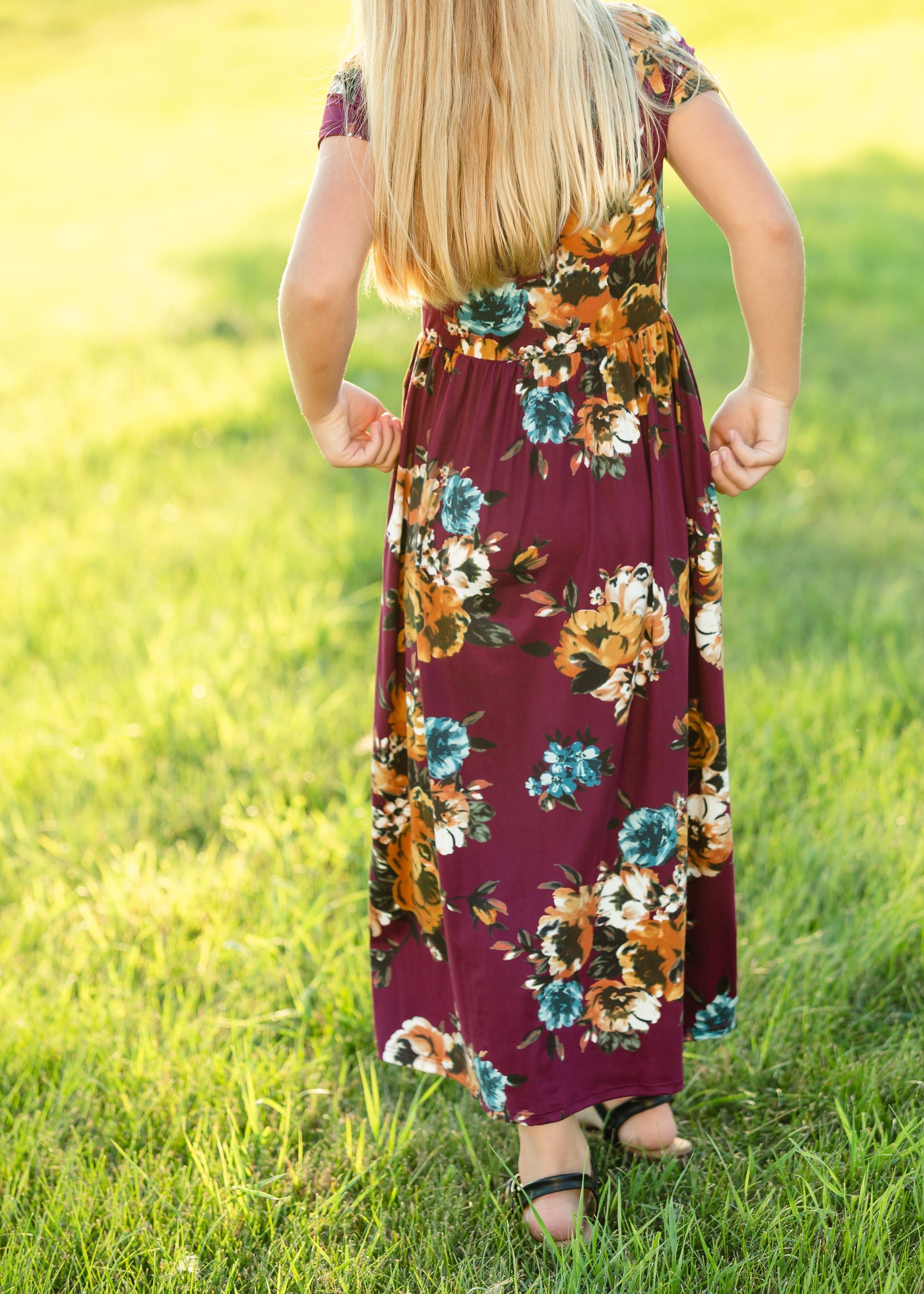 Maroon Floral Fit and Flare Maxi Dress Dresses