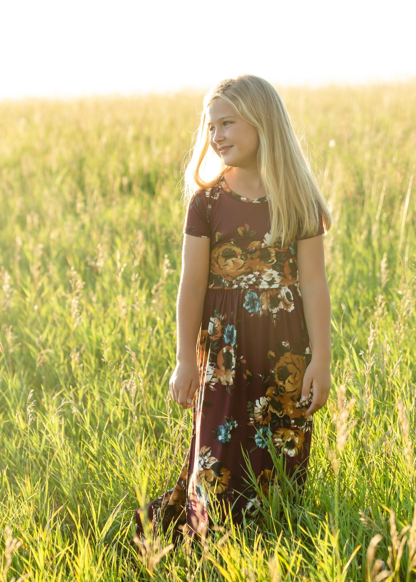 Maroon Floral Fit and Flare Maxi Dress Dresses