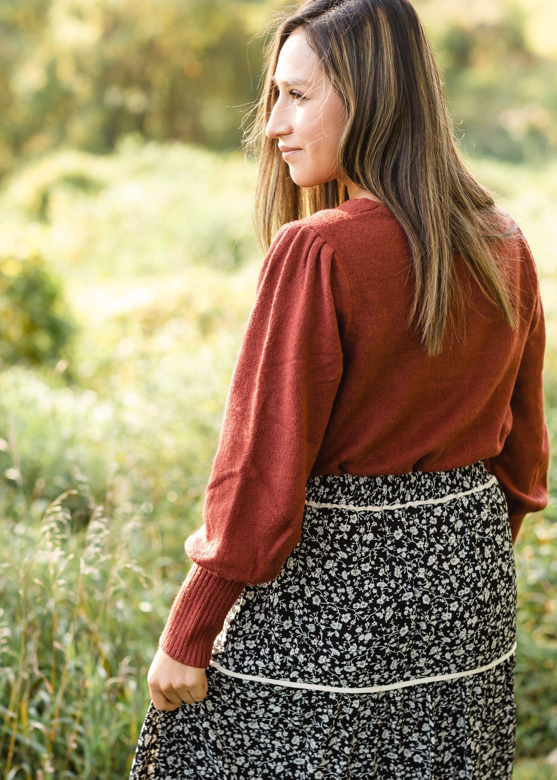 Maroon V-Neck Ribbed Hem Sweater - FINAL SALE Tops