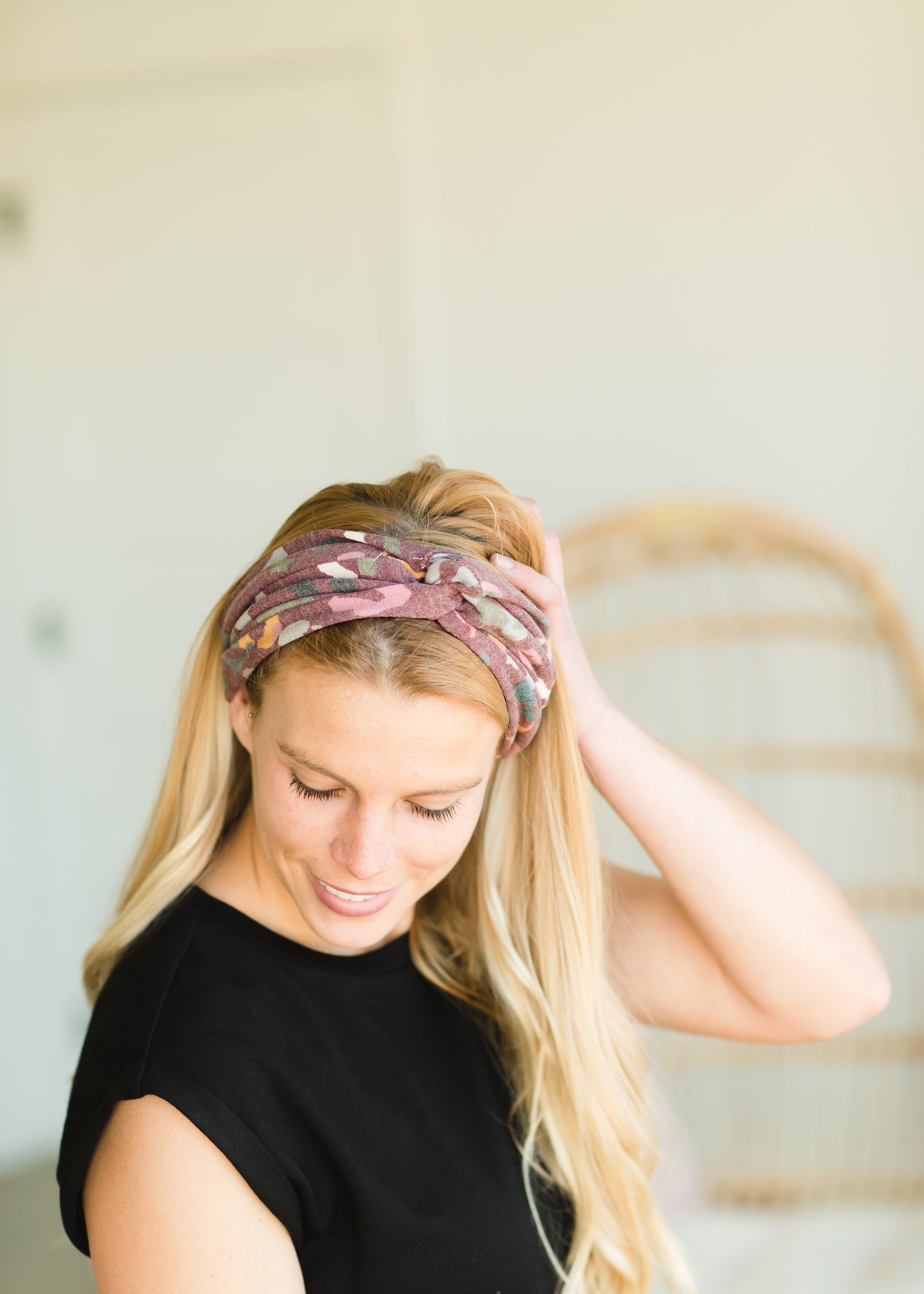 Mauve Abstract Cotton Headband Home + Lifestyle