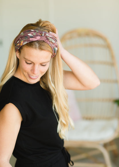 Mauve Abstract Cotton Headband Home + Lifestyle