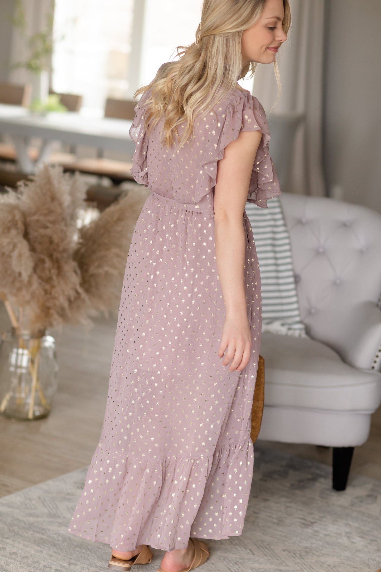 Mauve Foil Chiffon Maxi Dress - FINAL SALE Dresses