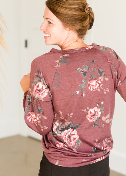 Mauve Long Sleeve Floral Top - FINAL SALE Shirt