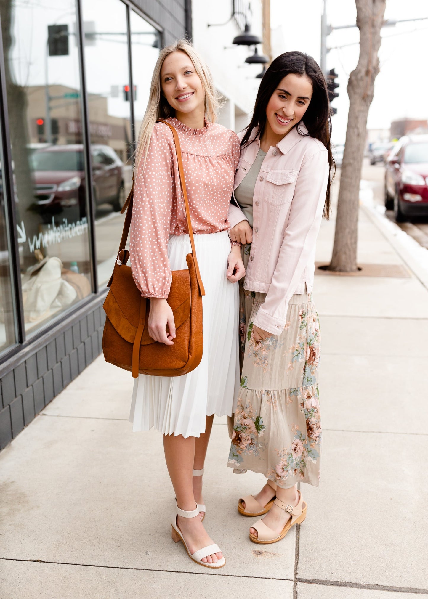 Mauve Polka Dot Smocked Neck Top - FINAL SALE Tops