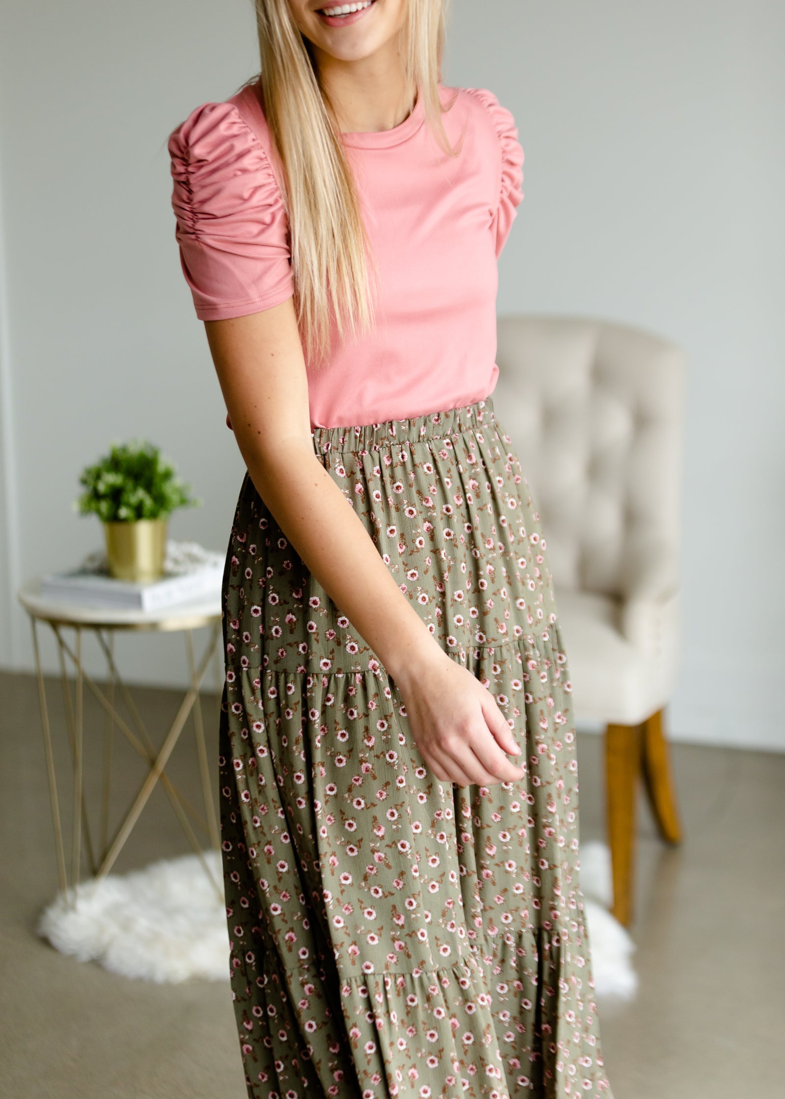 Mauve Puff Sleeve Top - FINAL SALE Tops