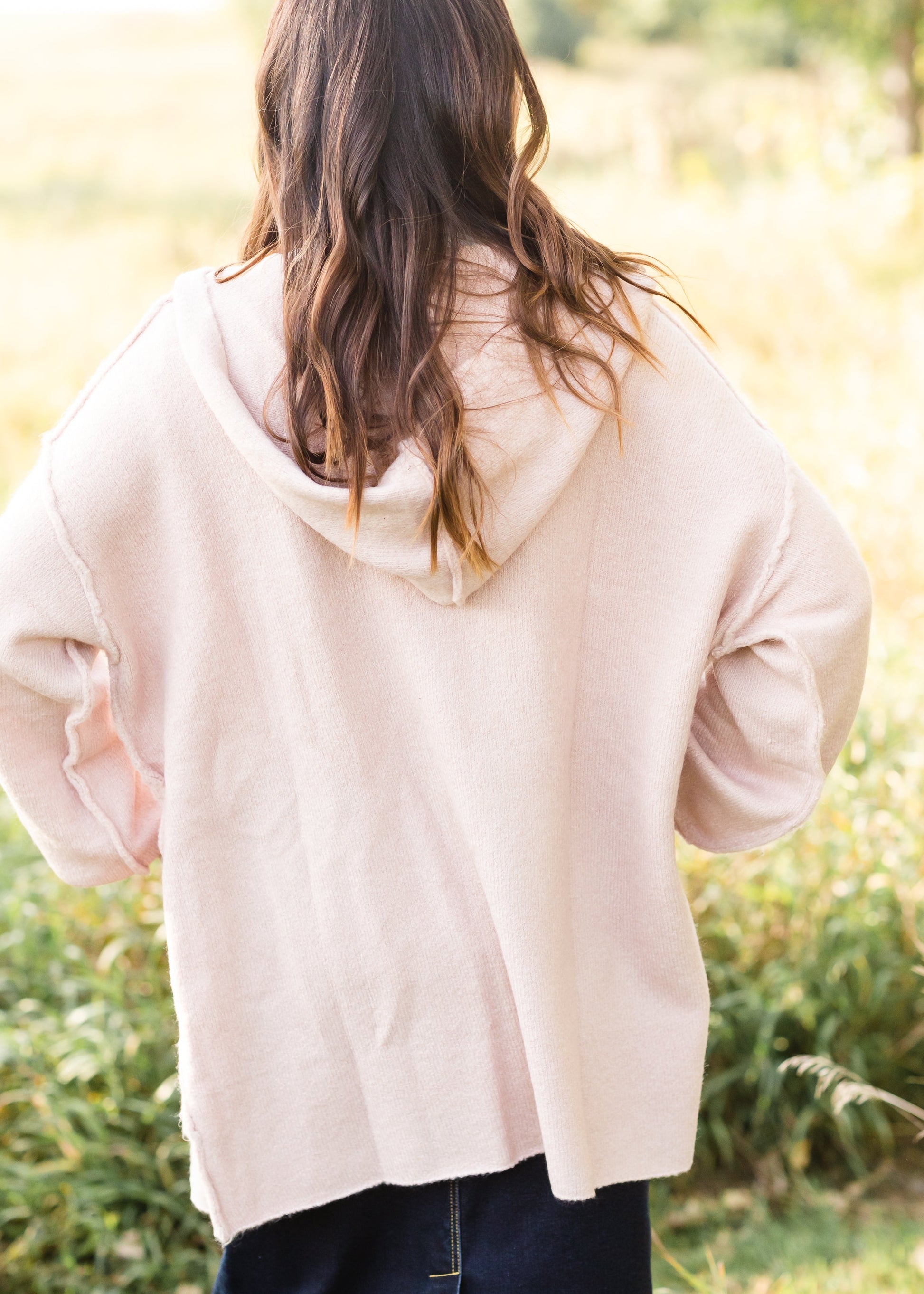 Mauve Raw Edge Hooded Cardigan - FINAL SALE Tops