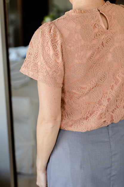 Mauve Ruffled Lace Top - FINAL SALE Tops