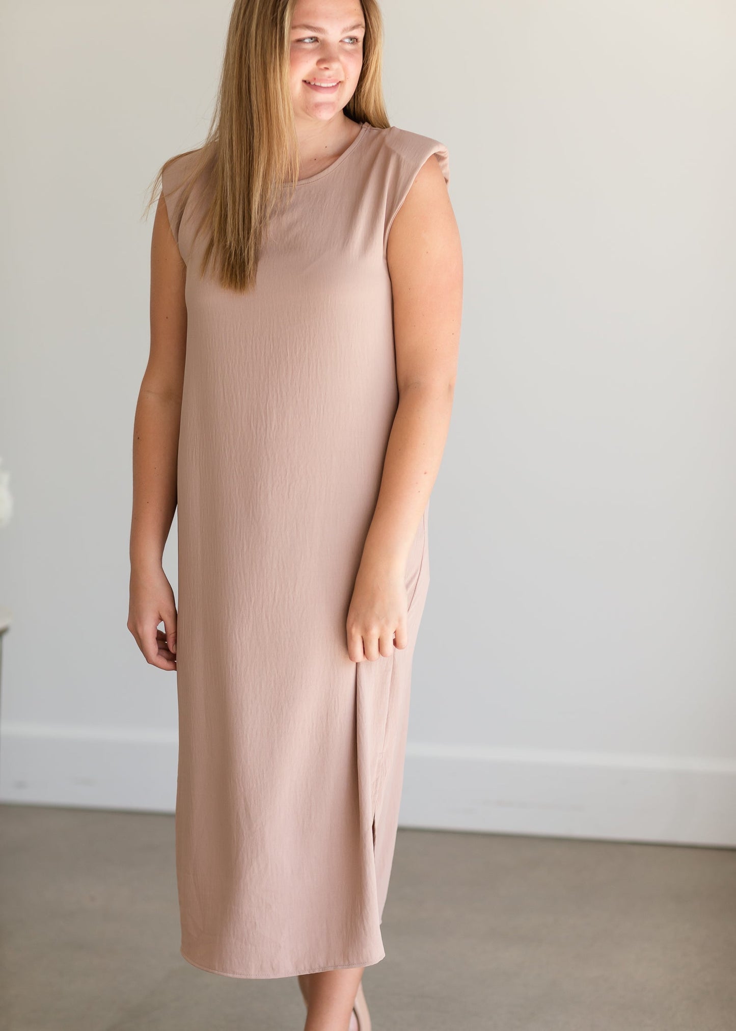 Mauve Shoulder Pad Sleeveless Maxi Dress - FINAL SALE Dresses