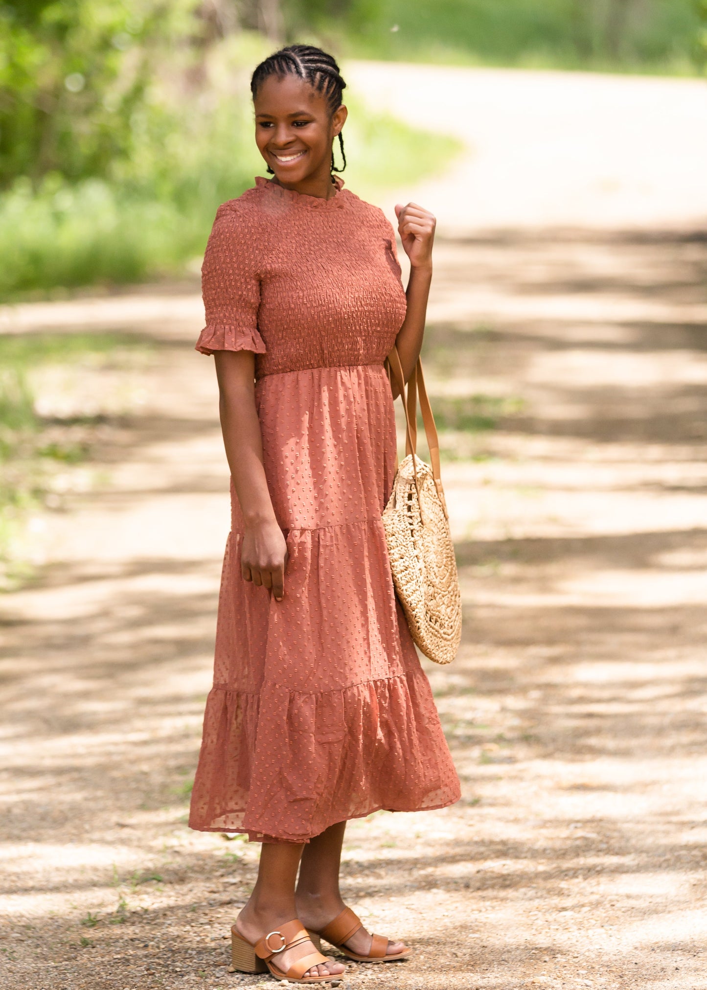 Mauve Swiss Dot Smocked Dress - FINAL SALE Dresses