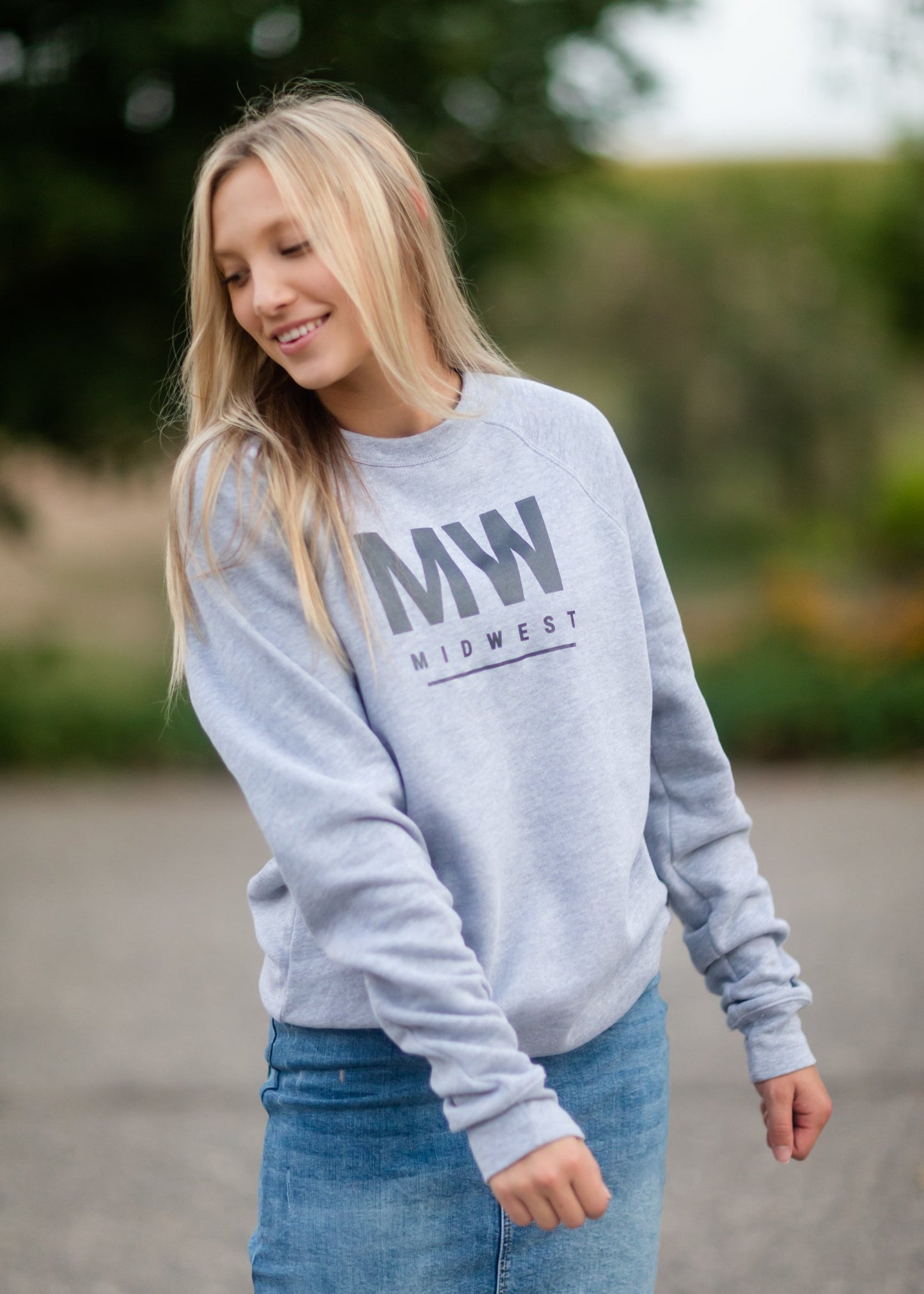 Midwest Crewneck Gray Fleece Tops LLC Apparel