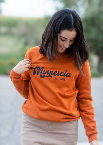 Minnesota Autumn Rust Crew Sweatshirt Tops Northern Print Co