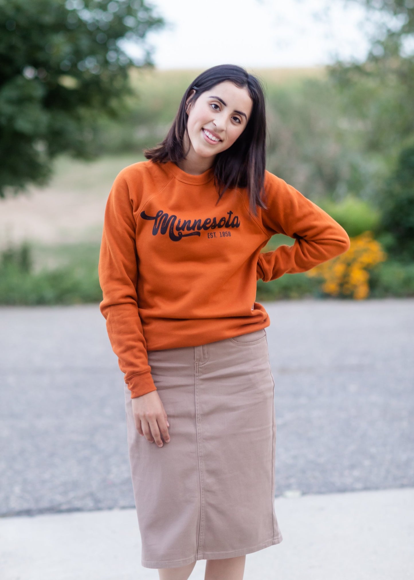 Minnesota Autumn Rust Crew Sweatshirt Tops Northern Print Co