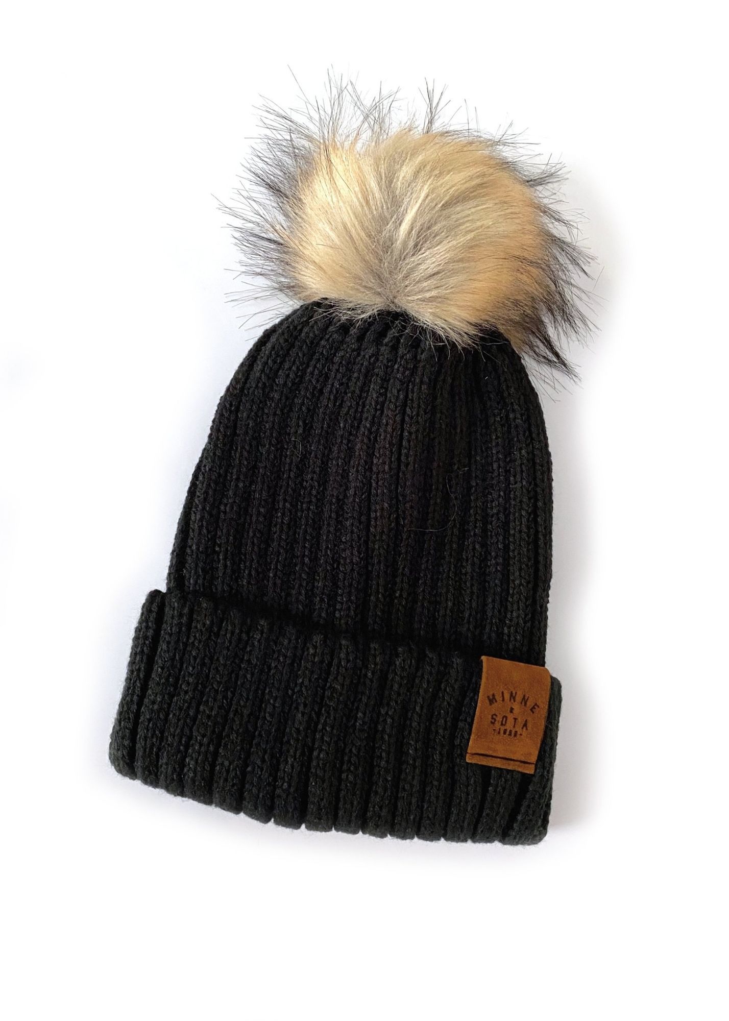 Minnesota Pom Knit Beanie Accessories Northern Print Co. Black