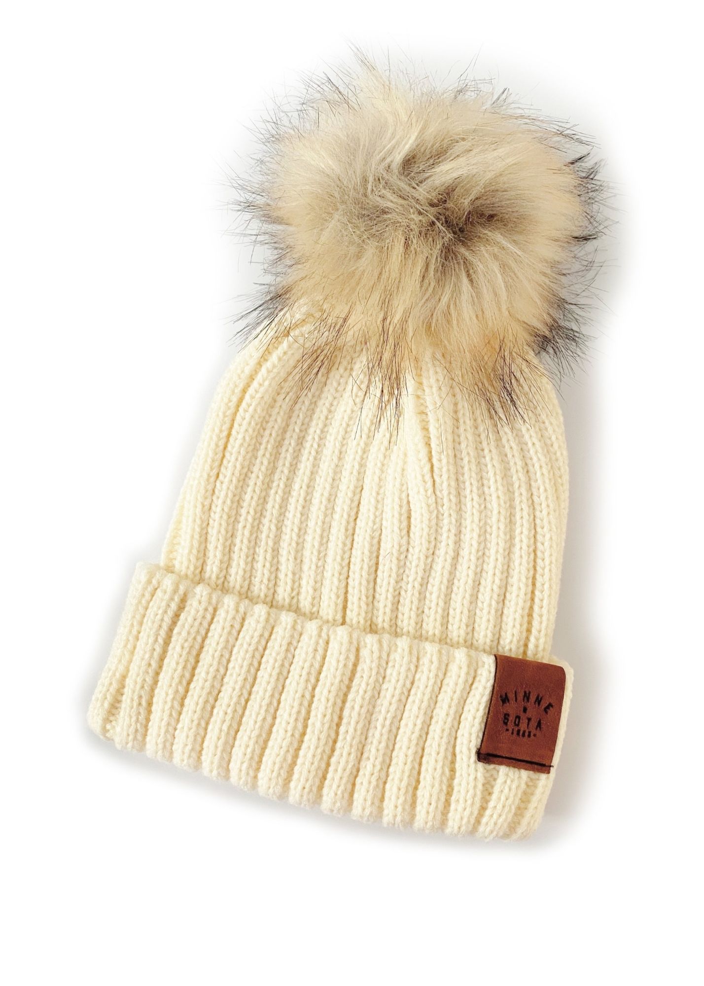 Minnesota Pom Knit Beanie Accessories Northern Print Co. Cream